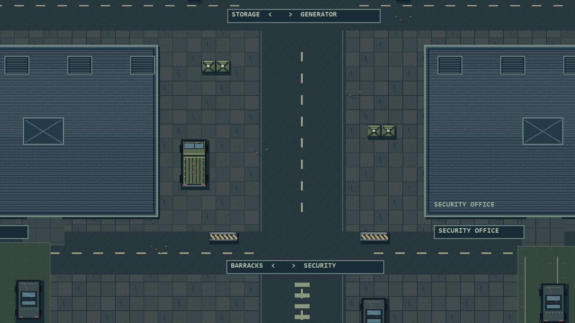Top-down pixel-art view of the Main Camp streets in VELKRION: THE FIRST BREACH