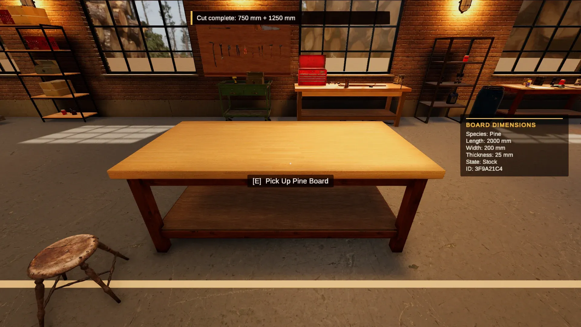 First-person view of a workbench in the SpinCraft 2: Creative workshop